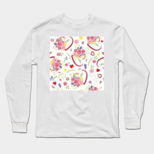 Hearts Flowers Valentine's Day Long Sleeve T-Shirt